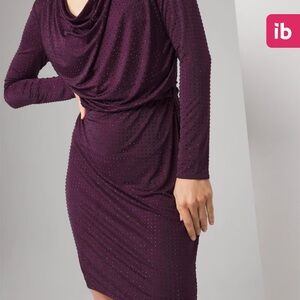 White House Black Market Long Sleeve Dress in Rich Purple